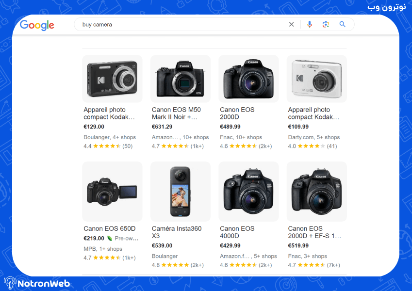 سرپ گوگل با سرچ buy camera